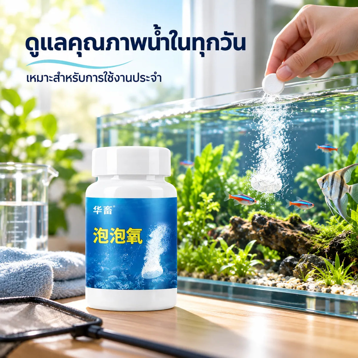 Pethealer เม็ดออกซิเจนละลายช้าสำหรับน้ำตู้ปลา – 120 กรัม รายละเอียดสินค้า: