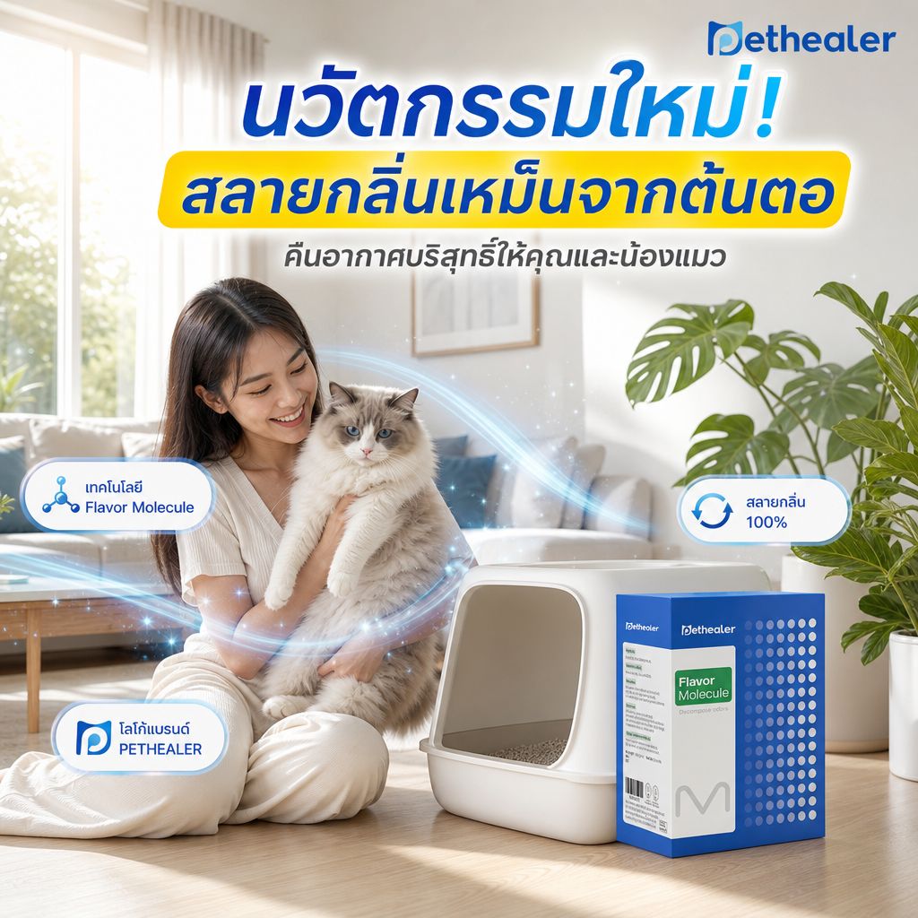 Pethealer ผงกำจัดกลิ่นทรายแมว ลดกลิ่นไม่พึงประสงค์ ปลอดภัยสำหรับสัตว์เลี้ยง