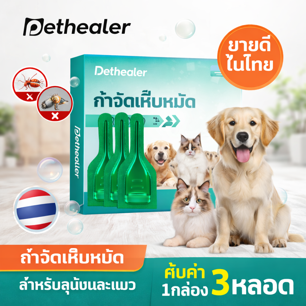 Pethealer ยาหยอดกำจัดหมัดสำหรับแมวและสุนัข