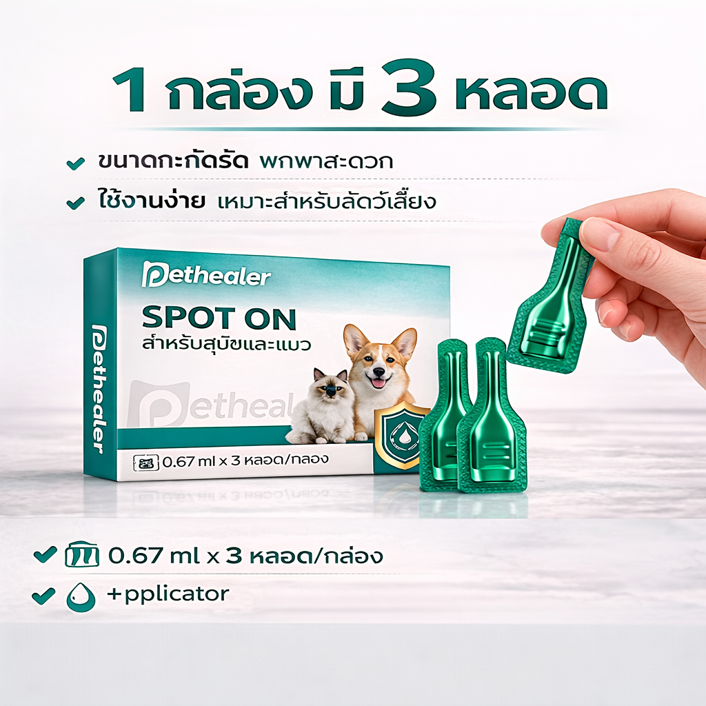 Pethealer ยาหยอดกำจัดหมัดสำหรับแมวและสุนัข