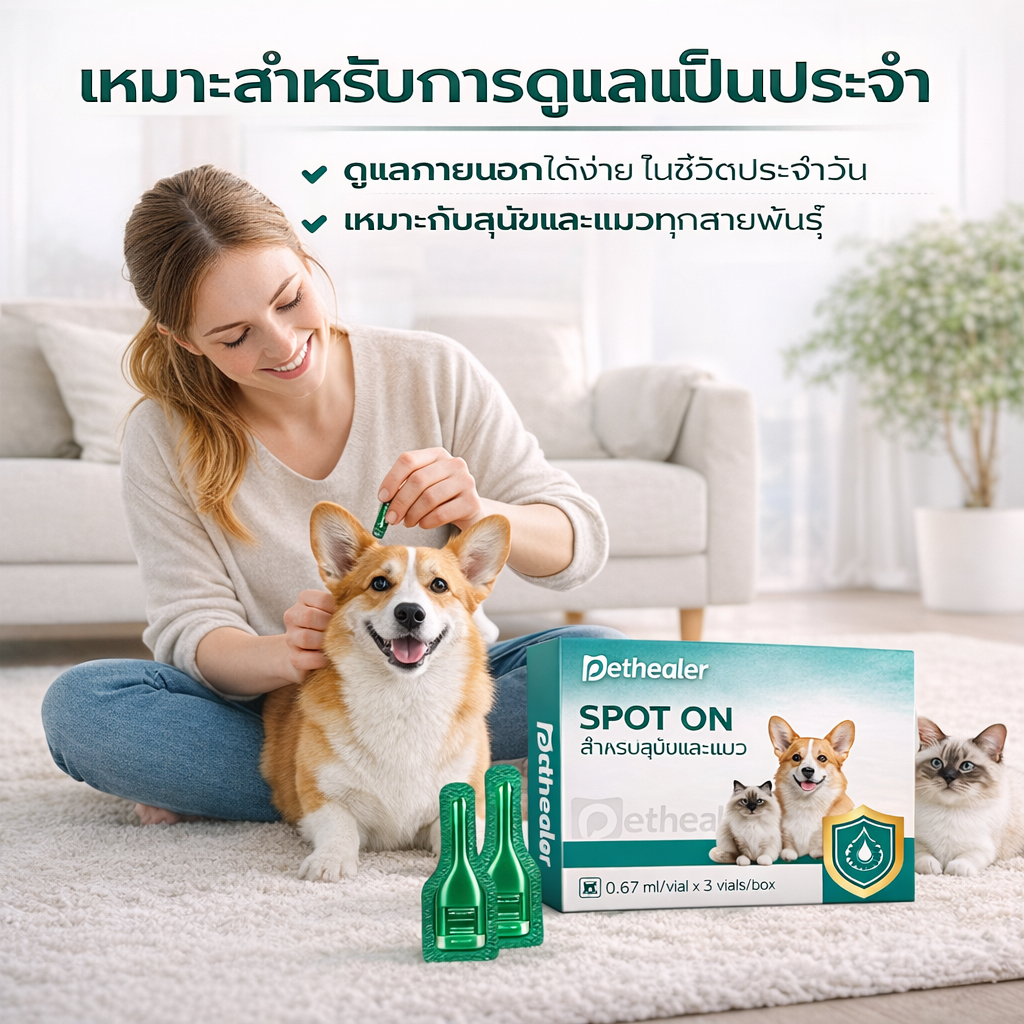 Pethealer ยาหยอดกำจัดหมัดสำหรับแมวและสุนัข