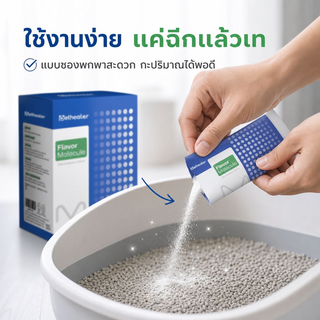 Pethealer ผงกำจัดกลิ่นทรายแมว ลดกลิ่นไม่พึงประสงค์ ปลอดภัยสำหรับสัตว์เลี้ยง