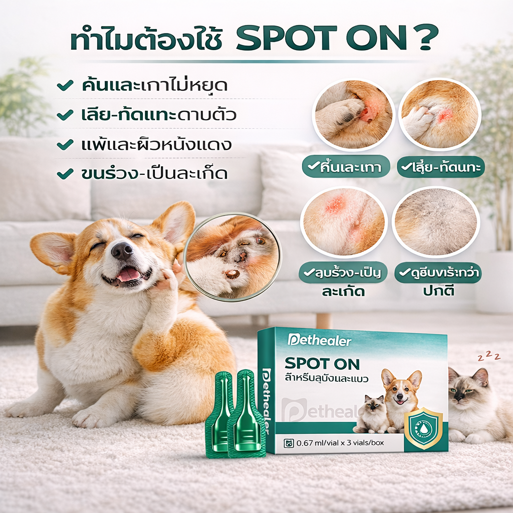 Pethealer ยาหยอดกำจัดหมัดสำหรับแมวและสุนัข