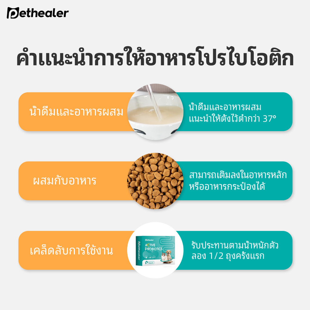 《Pethealer》โปรไบโอติกสำหรับสัตว์เลี้ยง ปรับสมดุลระบบทางเดินอาหาร เสริมสร้างระบบภูมิคุ้มกัน