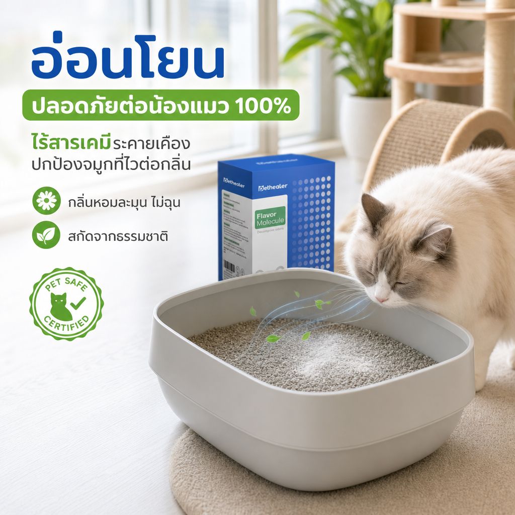 Pethealer ผงกำจัดกลิ่นทรายแมว ลดกลิ่นไม่พึงประสงค์ ปลอดภัยสำหรับสัตว์เลี้ยง