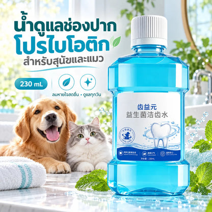 Pethealer ผลิตภัณฑ์ดูแลช่องปากผสมโปรไบโอติกสำหรับสุนัขและแมว – 230 มล.