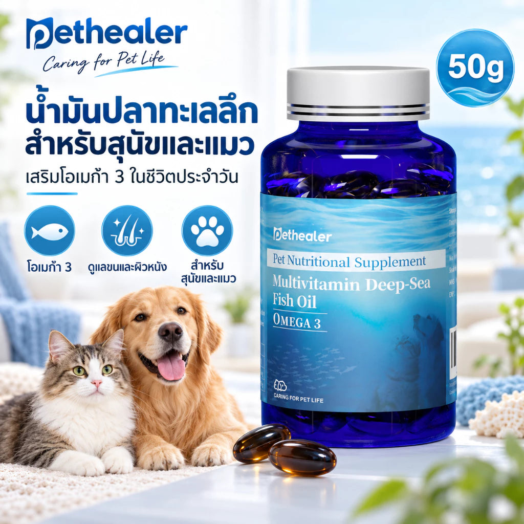 น้ำมันปลาสัตว์เลี้ยง บำรุงขนและผิวหนัง สำหรับแมวและสุนัข