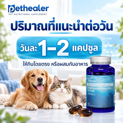 น้ำมันปลาสัตว์เลี้ยง บำรุงขนและผิวหนัง สำหรับแมวและสุนัข